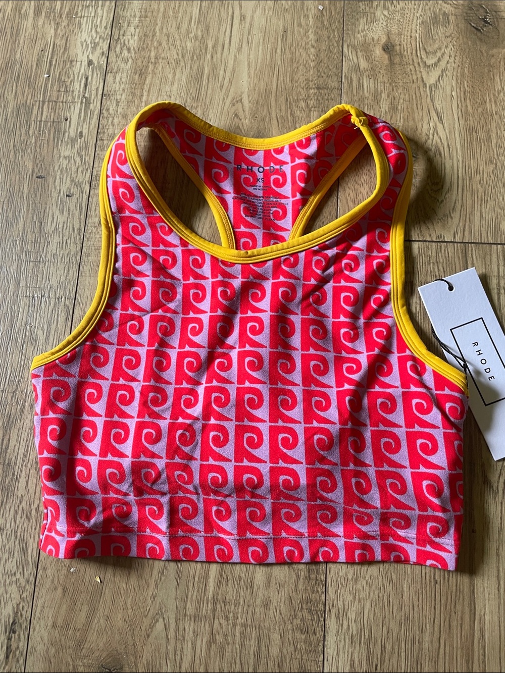 NWT Rhode XS Mia Cherry Monogram Purple Red Yellow Bra Top